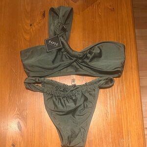 Zaful Khaki Twist Bikini Set